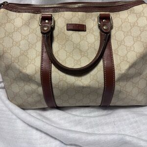Gucci Tan and Brown Monogram Tote